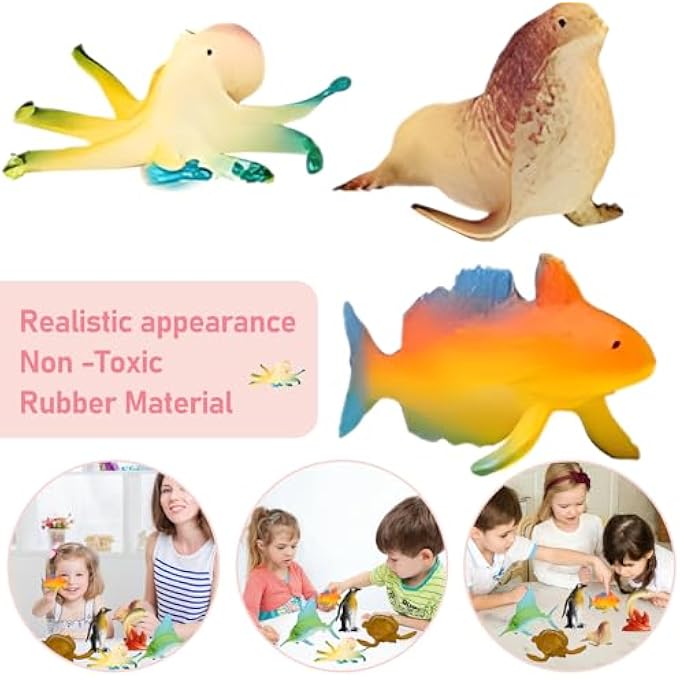 TOY OCEAN SEA ANIMALS,MINI SEA LIFE CREATURES TOYS SET,PLASTIC UNDERWATER SEA ANIMALS LEARNING TOYS FOR CHILD EDUCATION,PARTY BAG FILLER,BIRTHDAY GIFT (48 PCS+B) - Image 4